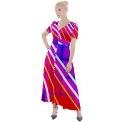 Pop Art Neon Lights Button Up Short Sleeve Maxi Dress by essentialimage365