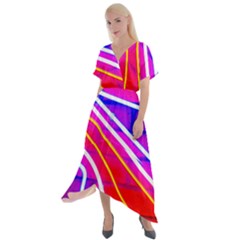 Pop Art Neon Lights Cross Front Sharkbite Hem Maxi Dress by essentialimage365