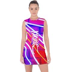 Pop Art Neon Lights Lace Up Front Bodycon Dress by essentialimage365