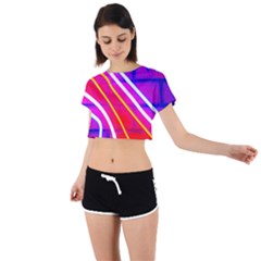 Pop Art Neon Lights Tie Back Short Sleeve Crop Tee by essentialimage365