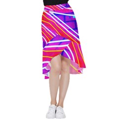 Pop Art Neon Lights Frill Hi Low Chiffon Skirt