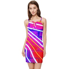 Pop Art Neon Lights Summer Tie Front Dress