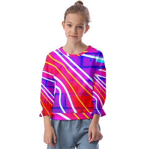 Pop Art Neon Lights Kids  Cuff Sleeve Top by essentialimage365