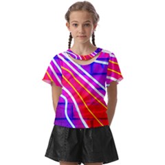 Pop Art Neon Lights Kids  Front Cut Tee by essentialimage365