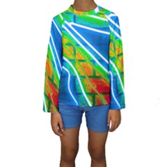 Pop Art Neon Wall Kids  Long Sleeve Swimwear by essentialimage365