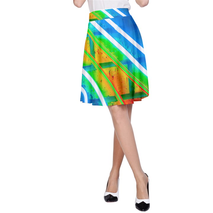 Pop Art Neon Wall A-Line Skirt