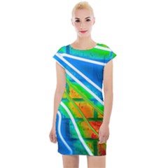 Pop Art Neon Wall Cap Sleeve Bodycon Dress by essentialimage365