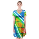 Pop Art Neon Wall Short Sleeve V-neck Flare Dress View1