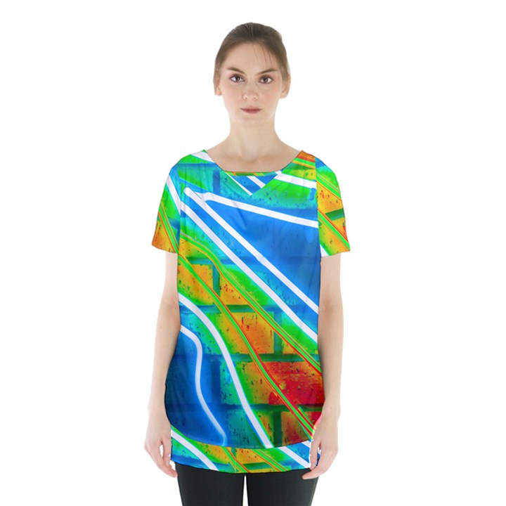 Pop Art Neon Wall Skirt Hem Sports Top