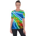 Pop Art Neon Wall Shoulder Cut Out Short Sleeve Top View1