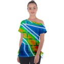 Pop Art Neon Wall Off Shoulder Tie-Up Tee View1