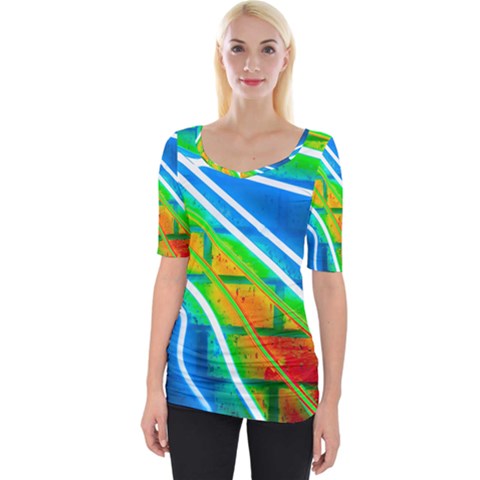 Pop Art Neon Wall Wide Neckline Tee by essentialimage365