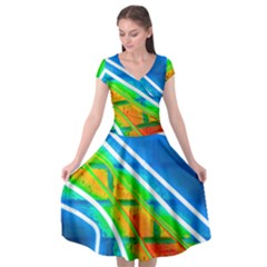 Pop Art Neon Wall Cap Sleeve Wrap Front Dress by essentialimage365