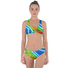 Pop Art Neon Wall Criss Cross Bikini Set by essentialimage365