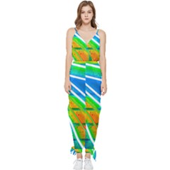 Pop Art Neon Wall Sleeveless Tie Ankle Jumpsuit