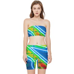 Pop Art Neon Wall Stretch Shorts And Tube Top Set by essentialimage365