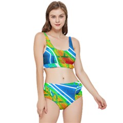 Pop Art Neon Wall Frilly Bikini Set by essentialimage365