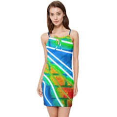 Pop Art Neon Wall Summer Tie Front Dress by essentialimage365