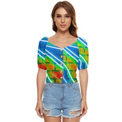 Pop Art Neon Wall Button Up Blouse