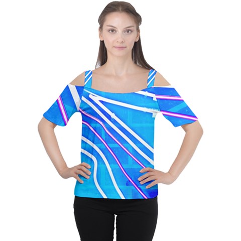 Pop Art Neon Wall Cutout Shoulder Tee by essentialimage365