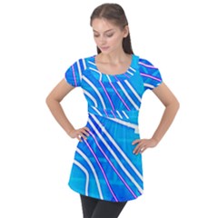 Pop Art Neon Wall Puff Sleeve Tunic Top by essentialimage365