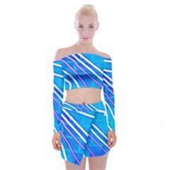 Pop Art Neon Wall Off Shoulder Top With Mini Skirt Set by essentialimage365