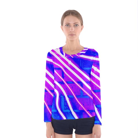 Pop Art Neon Wall Women s Long Sleeve Tee by essentialimage365