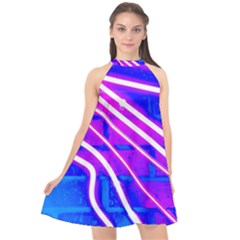 Pop Art Neon Wall Halter Neckline Chiffon Dress  by essentialimage365