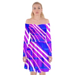 Pop Art Neon Wall Off Shoulder Skater Dress by essentialimage365