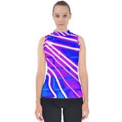 Pop Art Neon Wall Mock Neck Shell Top by essentialimage365