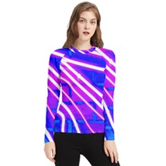 Pop Art Neon Wall Women s Long Sleeve Rash Guard