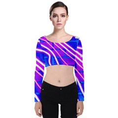 Pop Art Neon Wall Velvet Long Sleeve Crop Top by essentialimage365