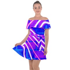 Pop Art Neon Wall Off Shoulder Velour Dress by essentialimage365