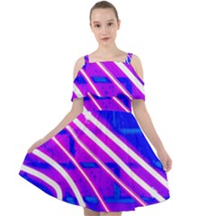 Pop Art Neon Wall Cut Out Shoulders Chiffon Dress by essentialimage365