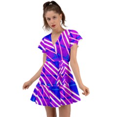 Pop Art Neon Wall Flutter Sleeve Wrap Dress by essentialimage365