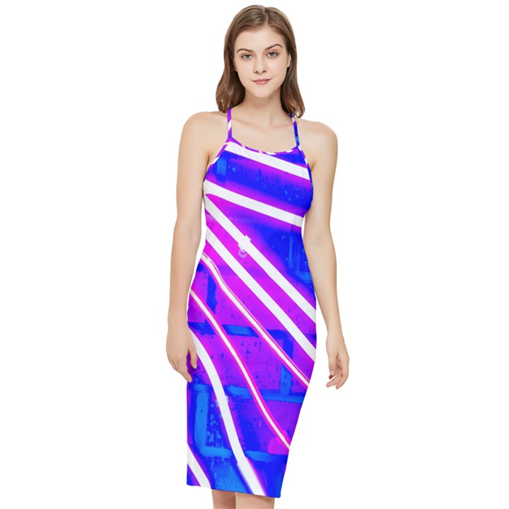 Pop Art Neon Wall Bodycon Cross Back Summer Dress