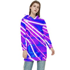 Pop Art Neon Wall Women s Long Oversized Pullover Hoodie by essentialimage365