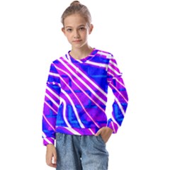 Pop Art Neon Wall Kids  Long Sleeve Tee With Frill 