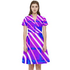 Pop Art Neon Wall Short Sleeve Waist Detail Dress