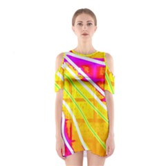 Pop Art Neon Wall Shoulder Cutout One Piece Dress by essentialimage365