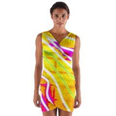 Pop Art Neon Wall Wrap Front Bodycon Dress by essentialimage365