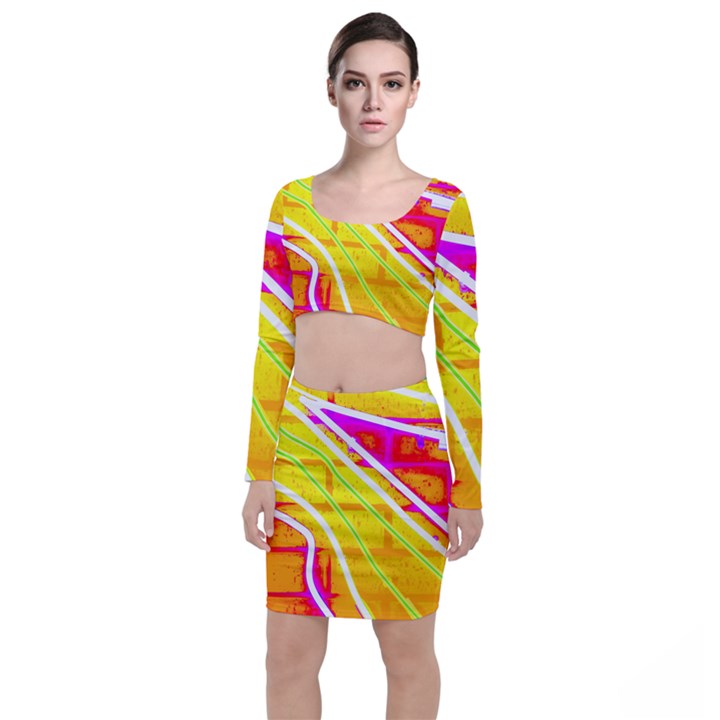 Pop Art Neon Wall Top and Skirt Sets