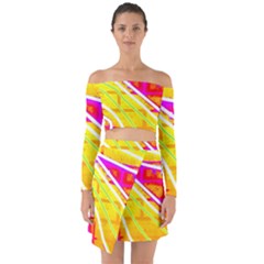 Pop Art Neon Wall Off Shoulder Top With Skirt Set by essentialimage365