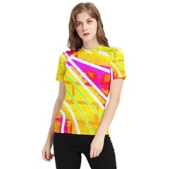 Pop Art Neon Wall Women s Short Sleeve Rash Guard