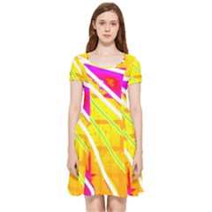 Pop Art Neon Wall Inside Out Cap Sleeve Dress by essentialimage365