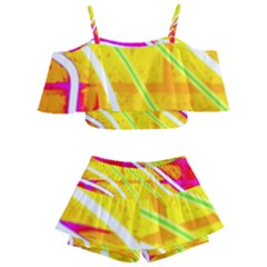 Pop Art Neon Wall Kids  Off Shoulder Skirt Bikini by essentialimage365