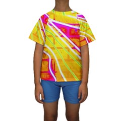 Pop Art Neon Wall Kids  Short Sleeve Swimwear by essentialimage365