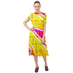 Pop Art Neon Wall Keyhole Neckline Chiffon Dress by essentialimage365