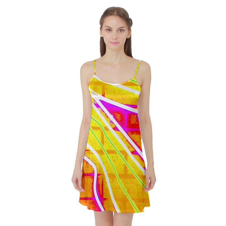 Pop Art Neon Wall Satin Night Slip