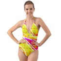 Pop Art Neon Wall Halter Cut-Out One Piece Swimsuit View1